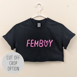 Femboy Hearts Shirt / Sissy Boy Cuckold Crop Top / Femdom Fdom Msub Kink / Mistress and Sissy Slave T-Shirt / Femboy Femboi Crop Top Shirt