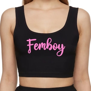 Femboy Crop Top / Sissy Boy Cuckold Cropped Tank Top / Femboi Shirt / Pegging Kink Fdom Msub Mistress / Cuck Husband Swingers Hotwife