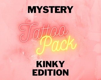 Paquete de tatuajes temporales misteriosos y pervertidos / Tatuajes pervertidos para zorras traviesas / Paquete de tatuajes sorpresa BDSM / Sumiso dominante azotando pervertido cumslut