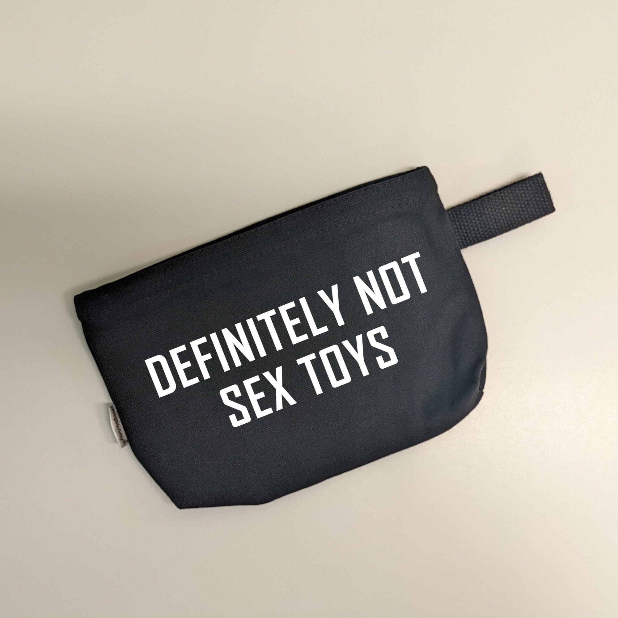 Zeker geen seksspeeltjes tas / grappige BDSM rits tas / foto afbeelding