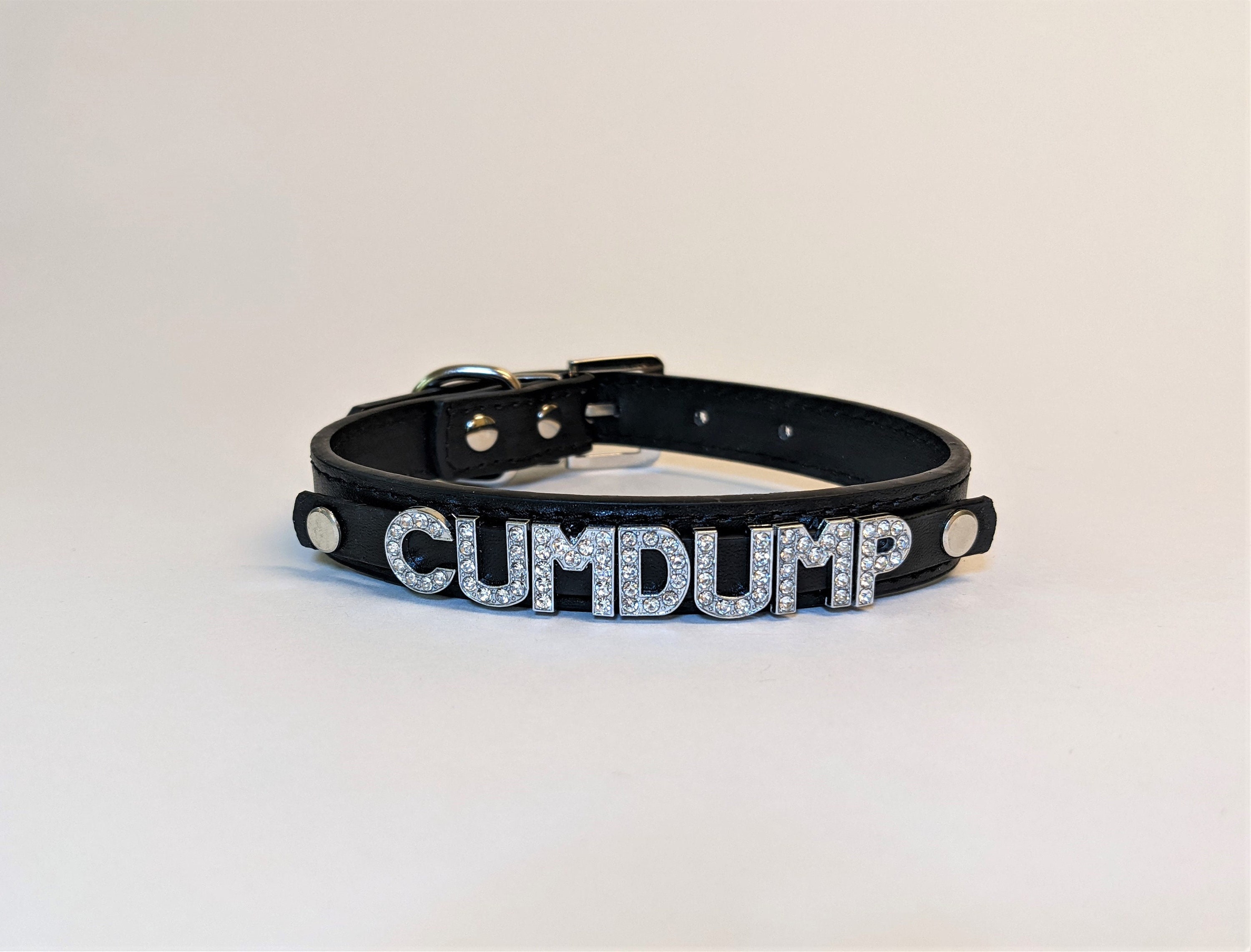 Cum Dump Collar  BDSM Vegan Leather Choker  Faux Leather Kink Collar   Cum Slut Hotwife Rhinestone Glam  Slut Bondage Play Sex Collar - Etsy