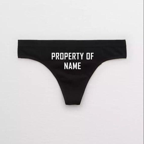 Property of Custom Name Thong Underwear - Basic White Thong