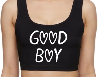 Good Boy Hearts Tank Top / Ropa Femboy Sissy Boy Crop Top / Cuckold Kink Camisa BDSM / Sí Mistress Msub Fdom / Swingers Hotwife Camisa