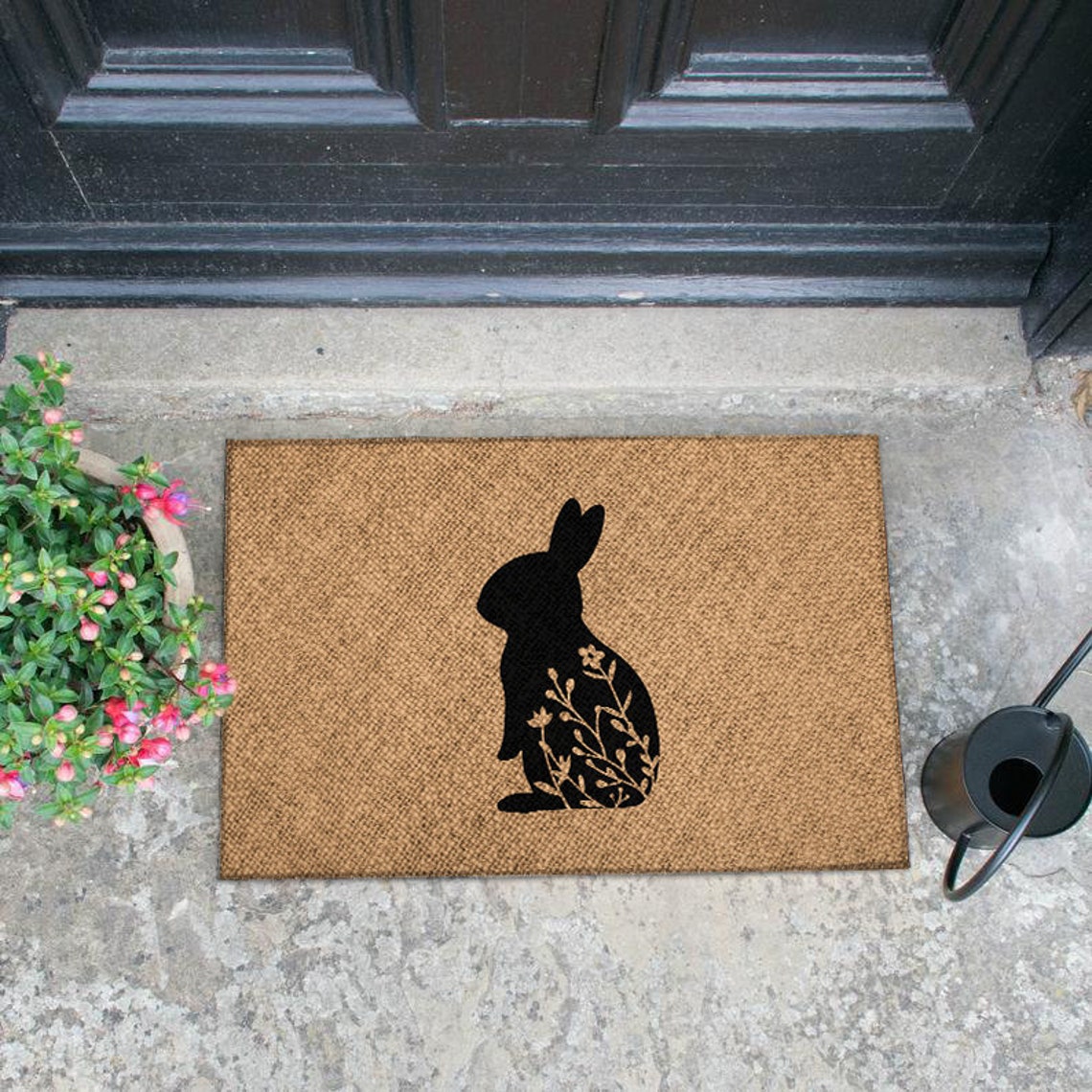 Bunny Door Mat House Warming Happy Easter Day Bunny With Etsy