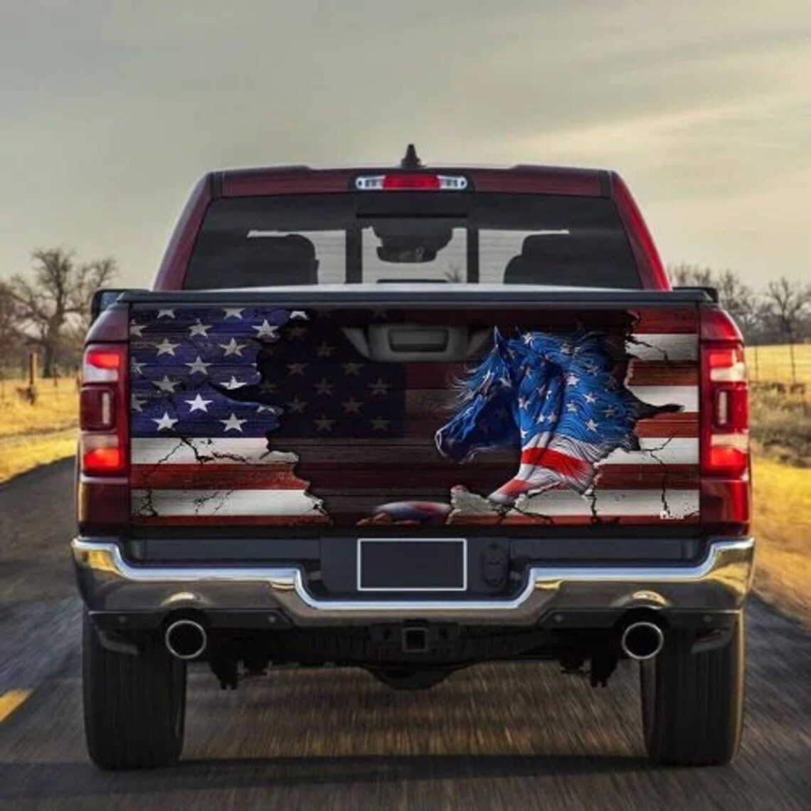 Patriotic Horse American Truck Tailgate Decal Sticker Wrap 3 Etsy