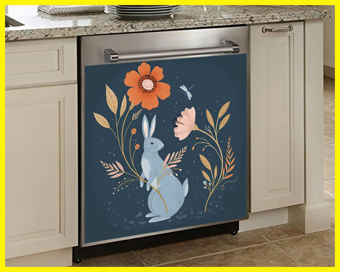 Bunny Dishwasher Cover Wrap Rm Wraps Personalised Sticker Etsy