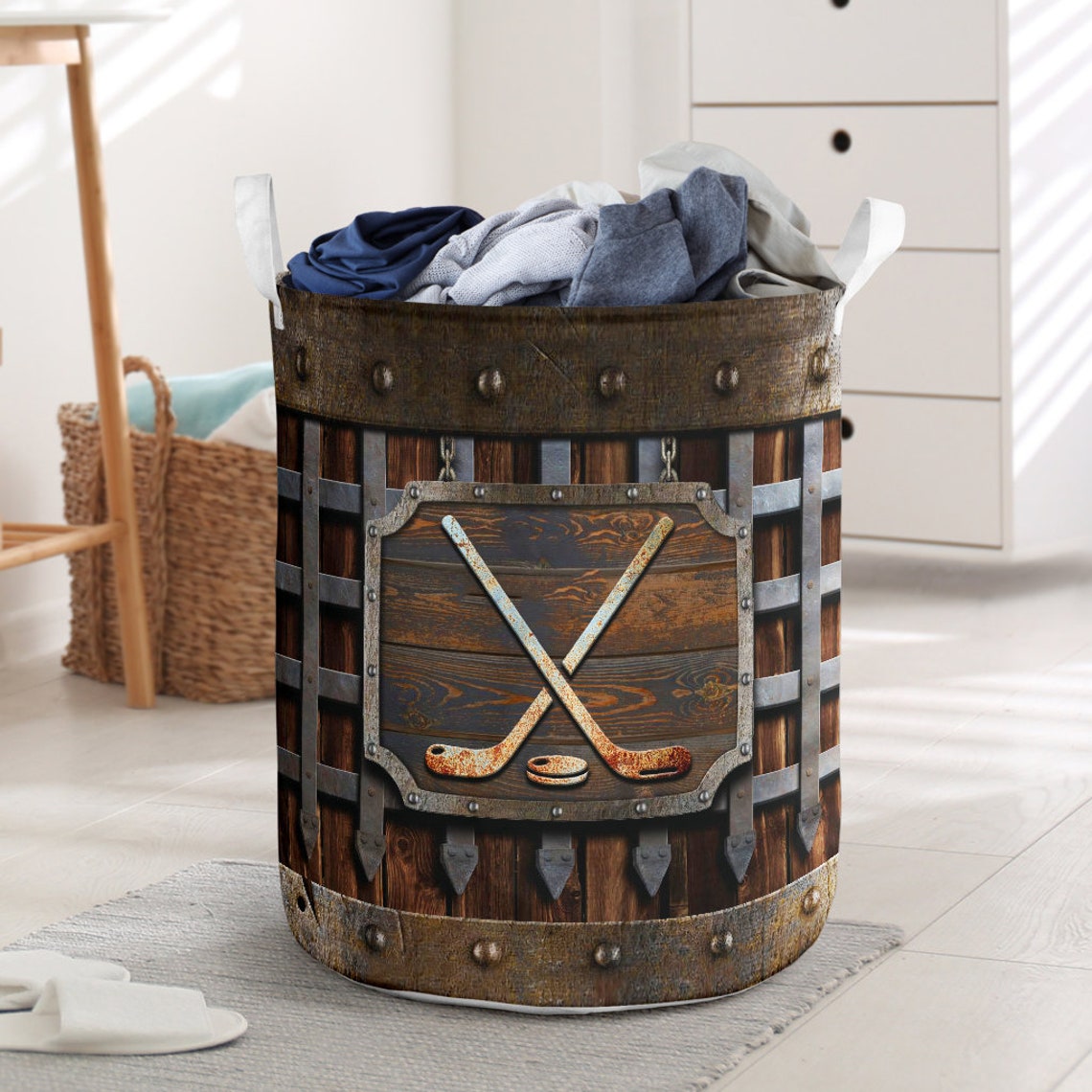 HOCKEY Iron Vintage Laundry Basket Laudry Basket Storage Etsy