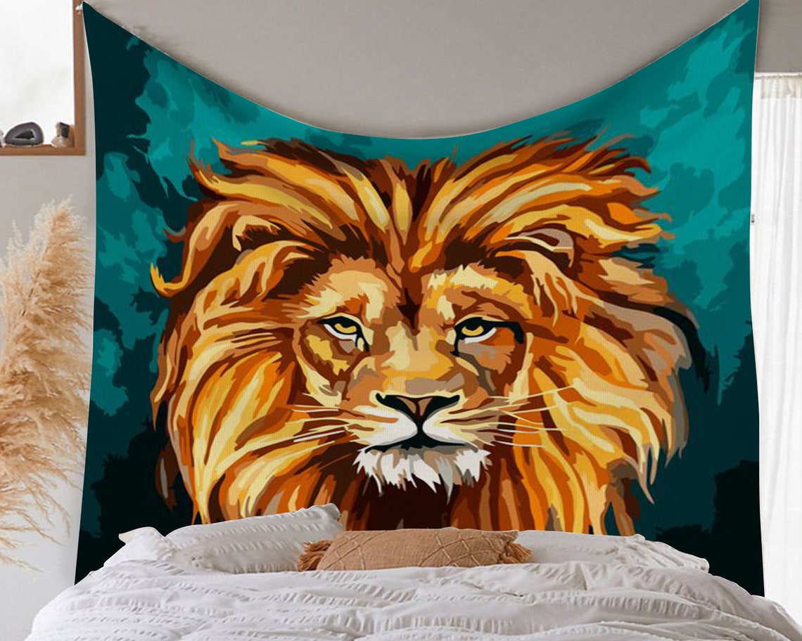 Tapestry Lion Tapestry Lion Wall Hanging Personalized Etsy