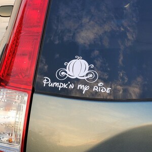Disney Decal - Cinderella Car Decal - Fall Pumpkin Decal - Pumpk&#39;n My Ride -  Custom Sticker/Decal for Car, Tumblers, Laptops, Phone, Window