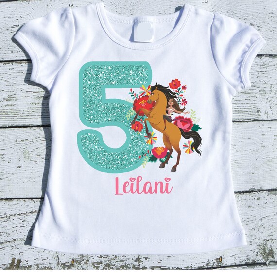 Spirit Horse Birthday Girls Personalized Birthday Tee Shirt Etsy