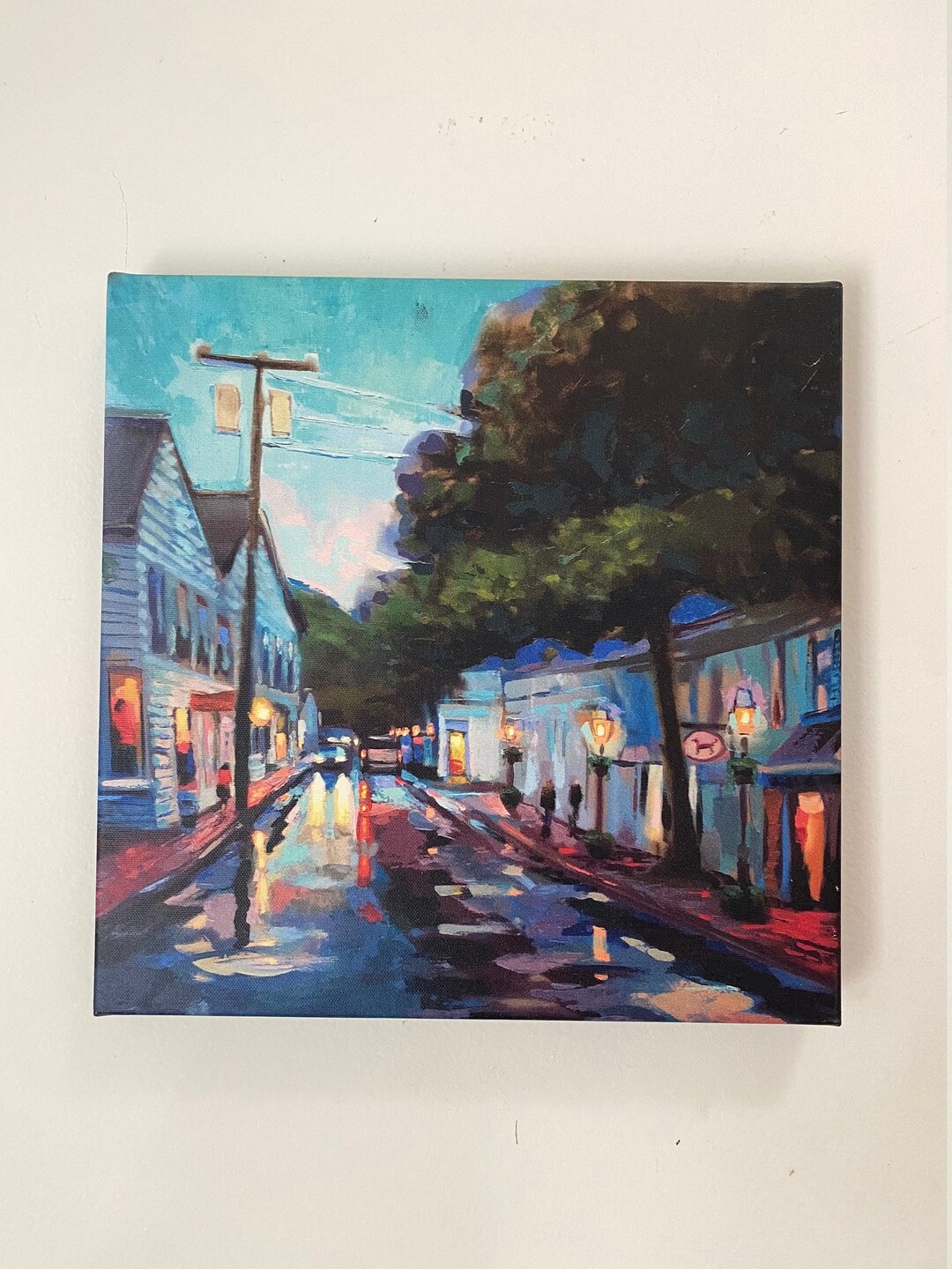 Main Street Edgartown Black Dog Canvas Print 12x12 Martha's Vineyard Etsy