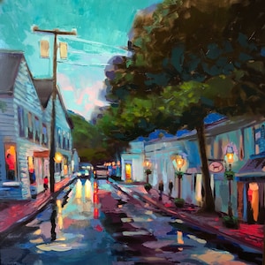 Black Dog Edgartown Canvas Print Martha's Vineyard 24x24"