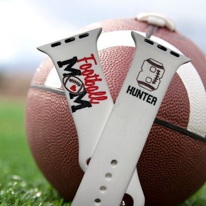 Football Mom with Number Watch Band | Name | Name and Number | Football Laces Heart | Personalized