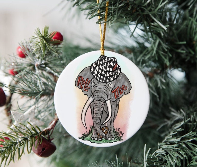 Discover Alabama Roll Tide Elephant Sublimated Ceramic Ornament