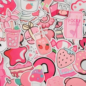 Aesthetic Trendy Pink, Random Pack, Vinyl Waterproof Stickers, Water Bottles Stickers Variety Pack for Laptop