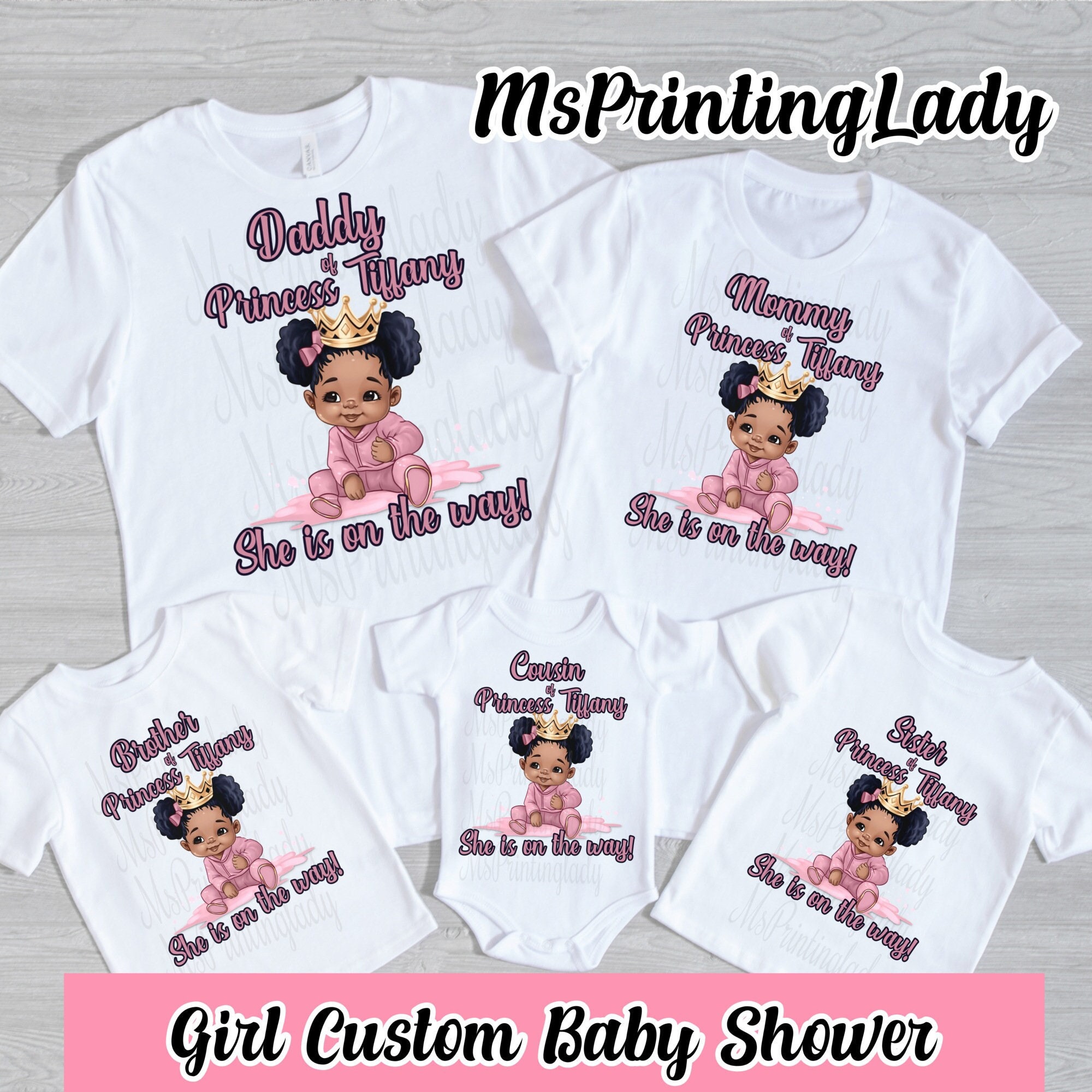 Pink Princess Baby Shower Shirt: Custom Name, 