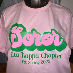 CUSTOM SOROR Chapter and Date Established Pink and Green Unisex Shirt