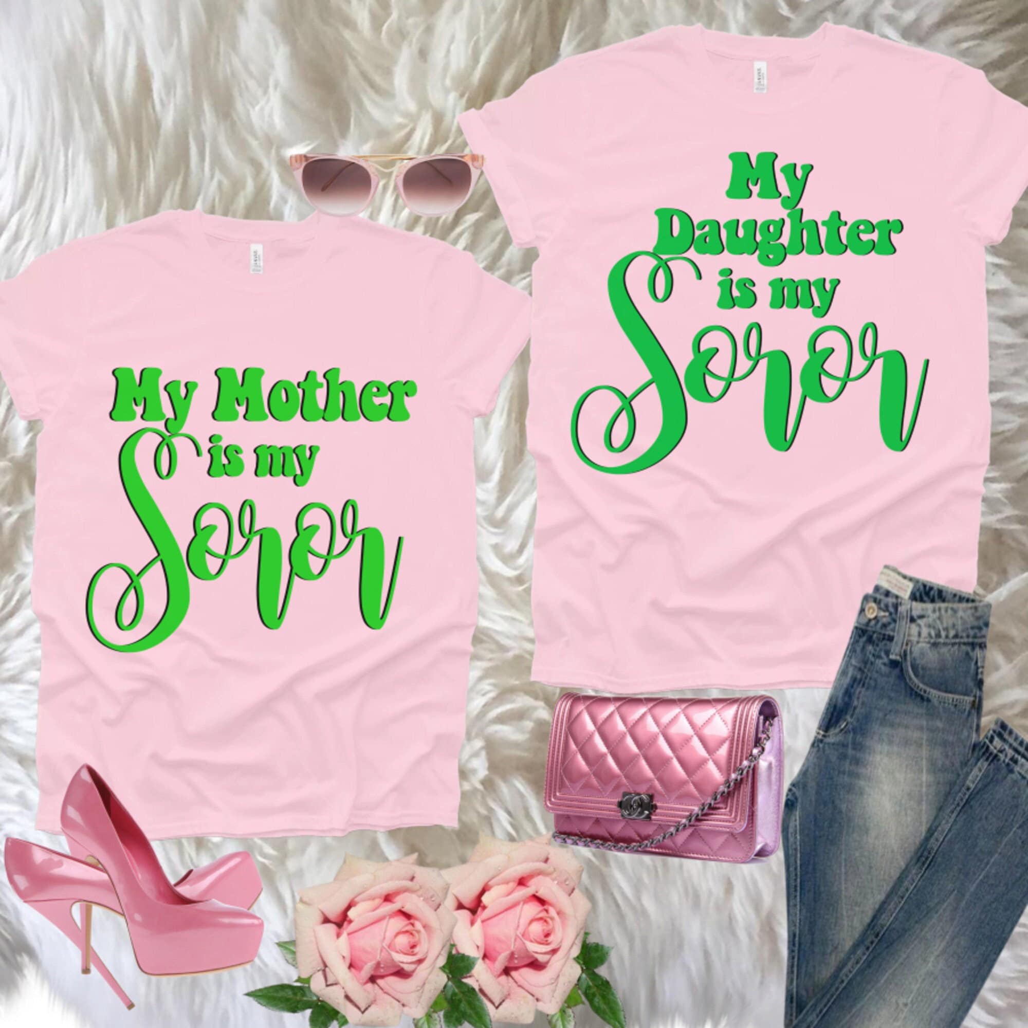 Pink and Green FAMILY LEGACY Shirts! Customize each shirt with your Family Soror Member