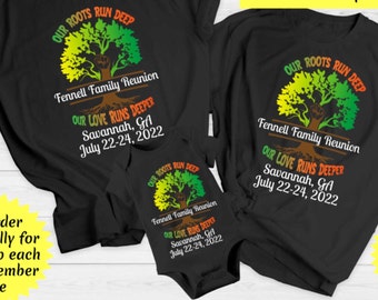 Customizable Family Reunion Shirts - Roots Run Deep Family Group Shirts/ Black and White Raglan Baseball Shirts Now Available!