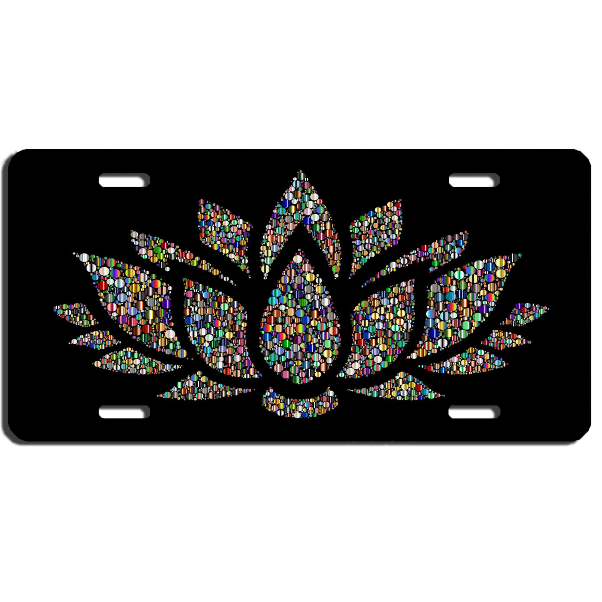 Colorful lotus flower aluminum vanity license plate car