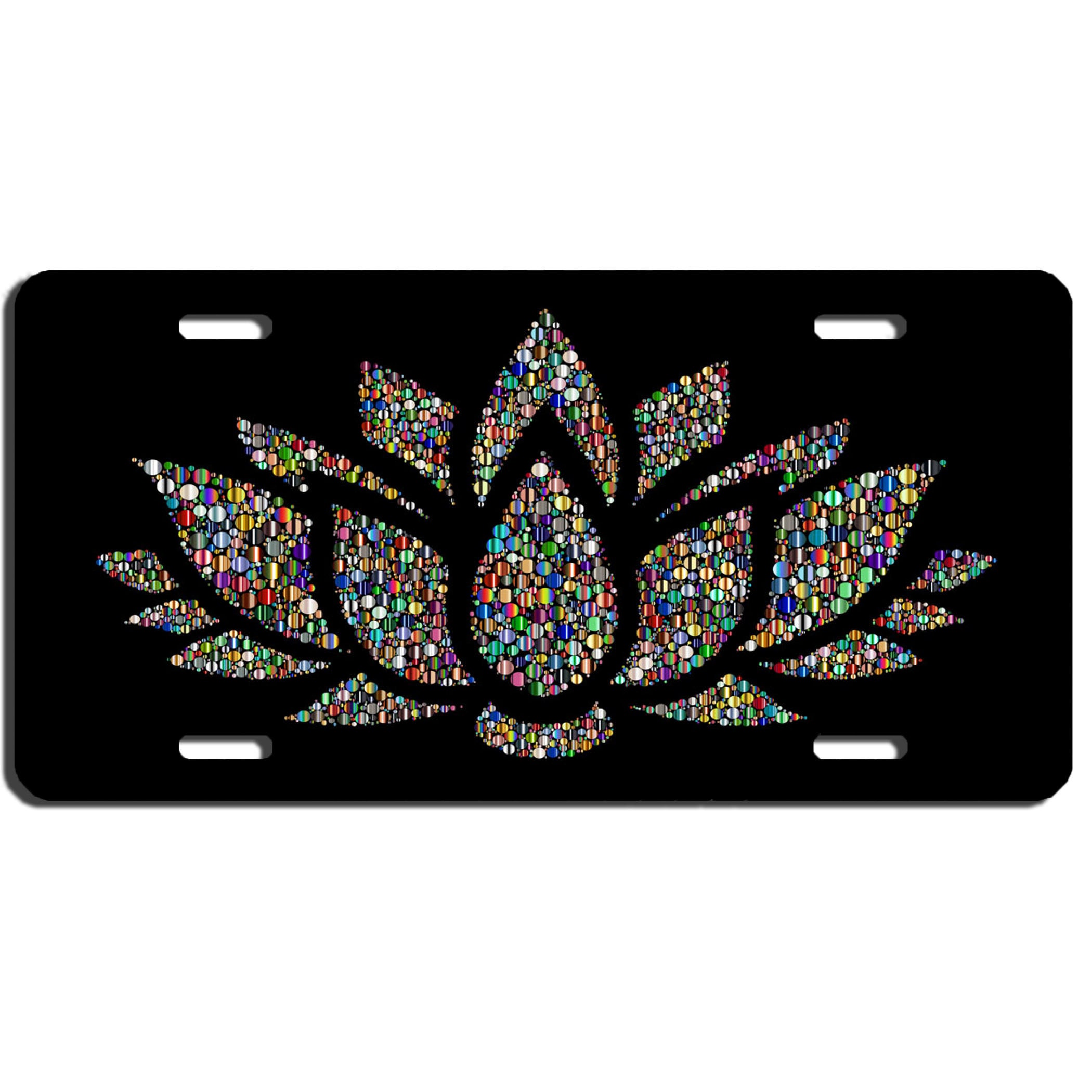 Colorful lotus flower aluminum vanity license plate car