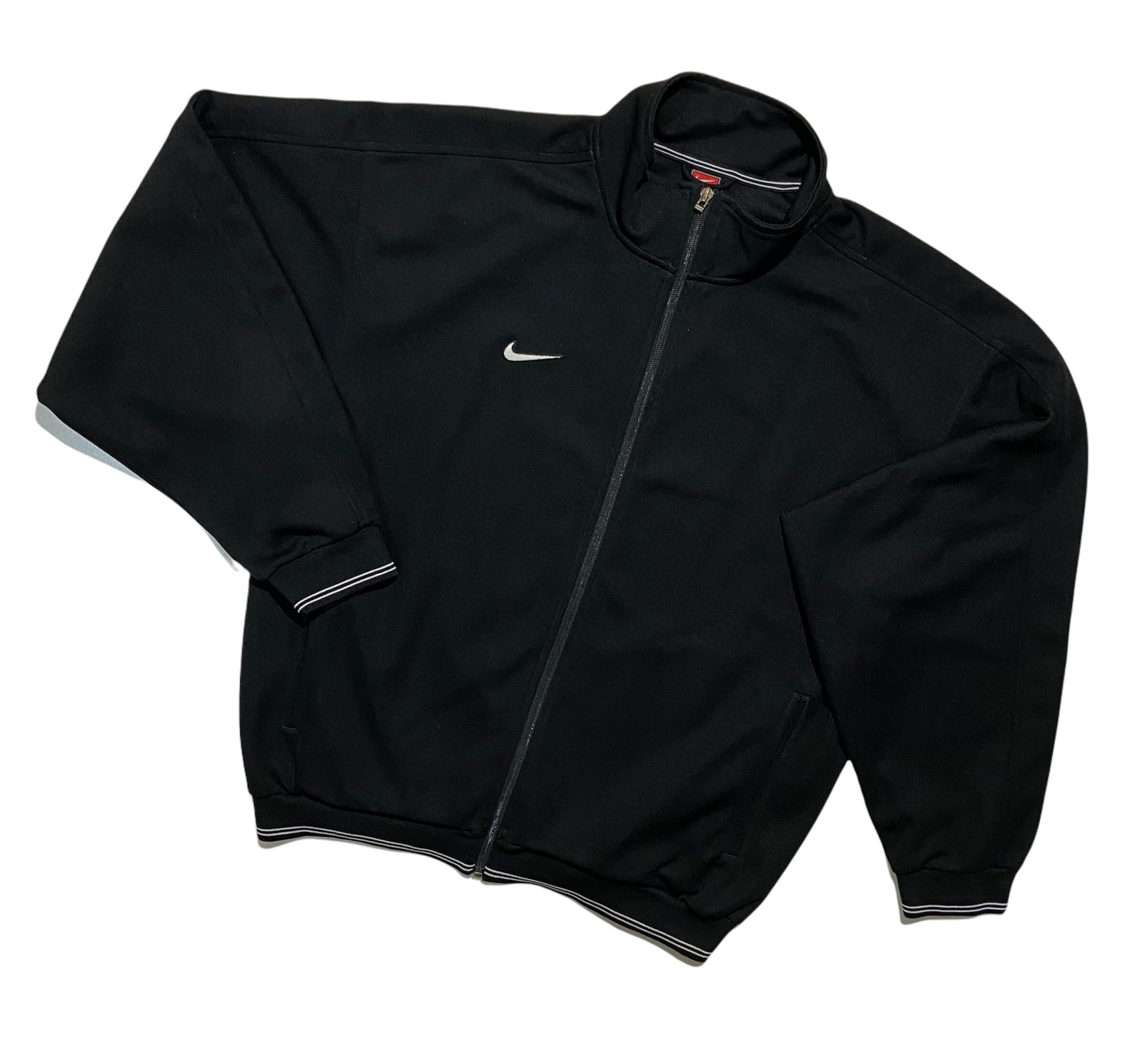 nike track jacket black and white