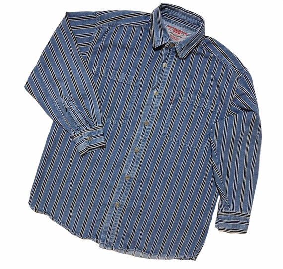 Vintage Levis Denim Striped Button up Shirt - Etsy