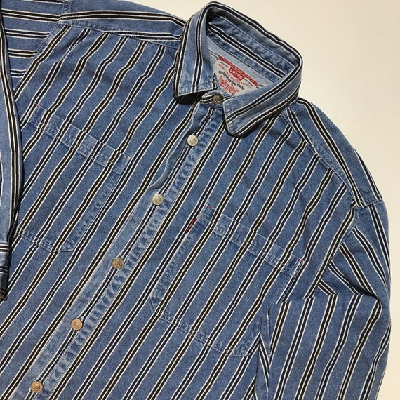 Vintage Levis Denim Striped Button up Shirt - Etsy