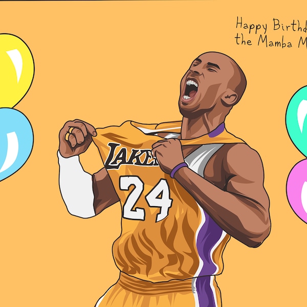 Birthday Card - Kobe Bryant - Lakers - Birthday Card for Him - Lakers Fan - RIP Kobe - Kobe Bryant Birthday Card