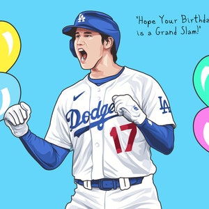 Tarjeta de cumpleaños - Shohei Ohtani - Dodgers - Tarjeta de cumpleaños para él - Fan de los Dodgers de Los Ángeles - Tarjeta de cumpleaños de Shohei Ohtani - Cumpleaños de los Dodgers