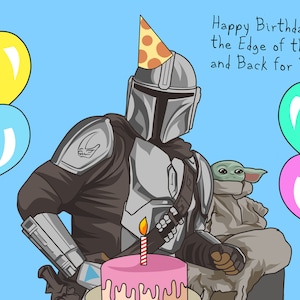 Carte d’anniversaire - Carte d’anniversaire mandalorienne - Baby Yoda - Carte d’anniversaire Star Wars - Fan star wars