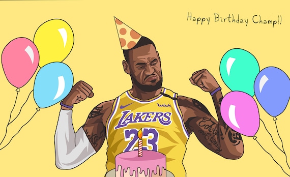 Birthday Card Lebron James Lakers Birthday Card for Him | Etsy
