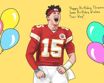 Patrick Mahomes Geburtstagskarte, Häuptlinge Fan Geschenk für ihn, Football Fan zum Ausdrucken, NFL Sport Geschenk, Freund Geburtstagsgeschenk, Sofort Download