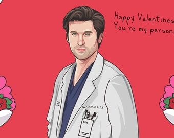Valentine's Day Card- Grey's Anatomy  - Derek Shepherd - Valentine's Day Card for Her - Grey's Anatomy Valentines Day Card