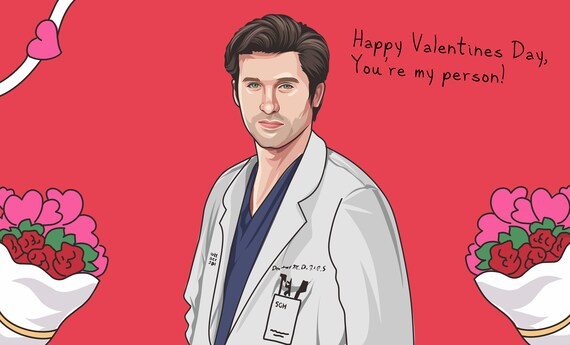 Valentine's Day Card Grey's Anatomy Derek Shepherd Valentine's Day