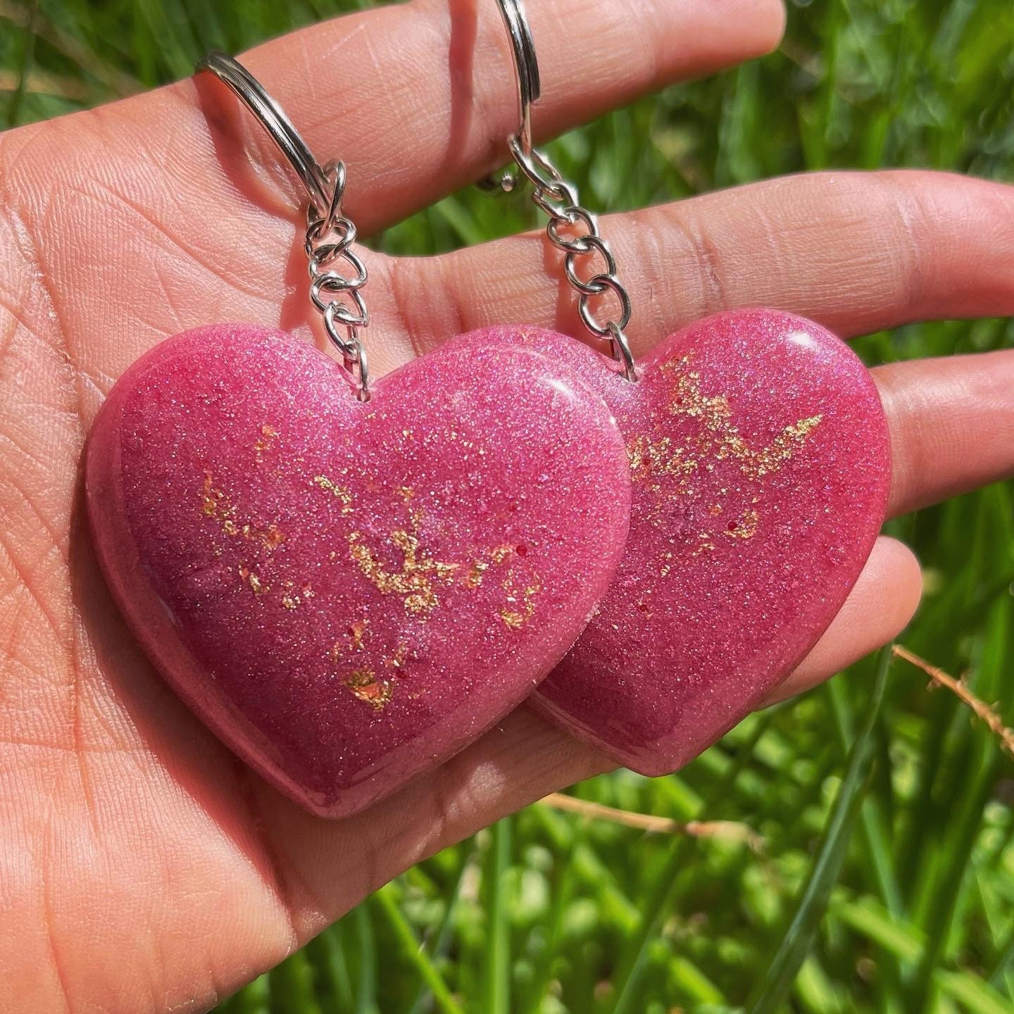 Resin Heart Keychain Purse Charms Keychain Etsy