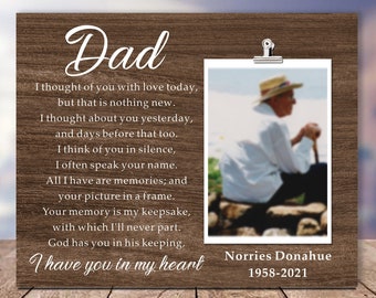 Dad Memorial Picture Frame, Loss of Dad Gift, Sympathy Gift Loss of Father,  Loss of Dad Frame, Dad Memorial Gift, Condolence Gift