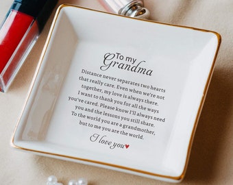 Grandma Gift from Granddaughter Ceramic Jewelry Trinket Dish Gift  - To the world you are a grandmother, but to me you are the world