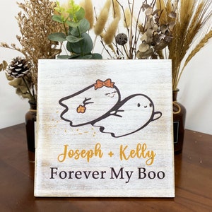 Personalized Halloween Decor - Sweet Funny Halloween Decor for Couples, Custom Halloween Decor, Halloween Wood Sign, Custom Ghost Decor