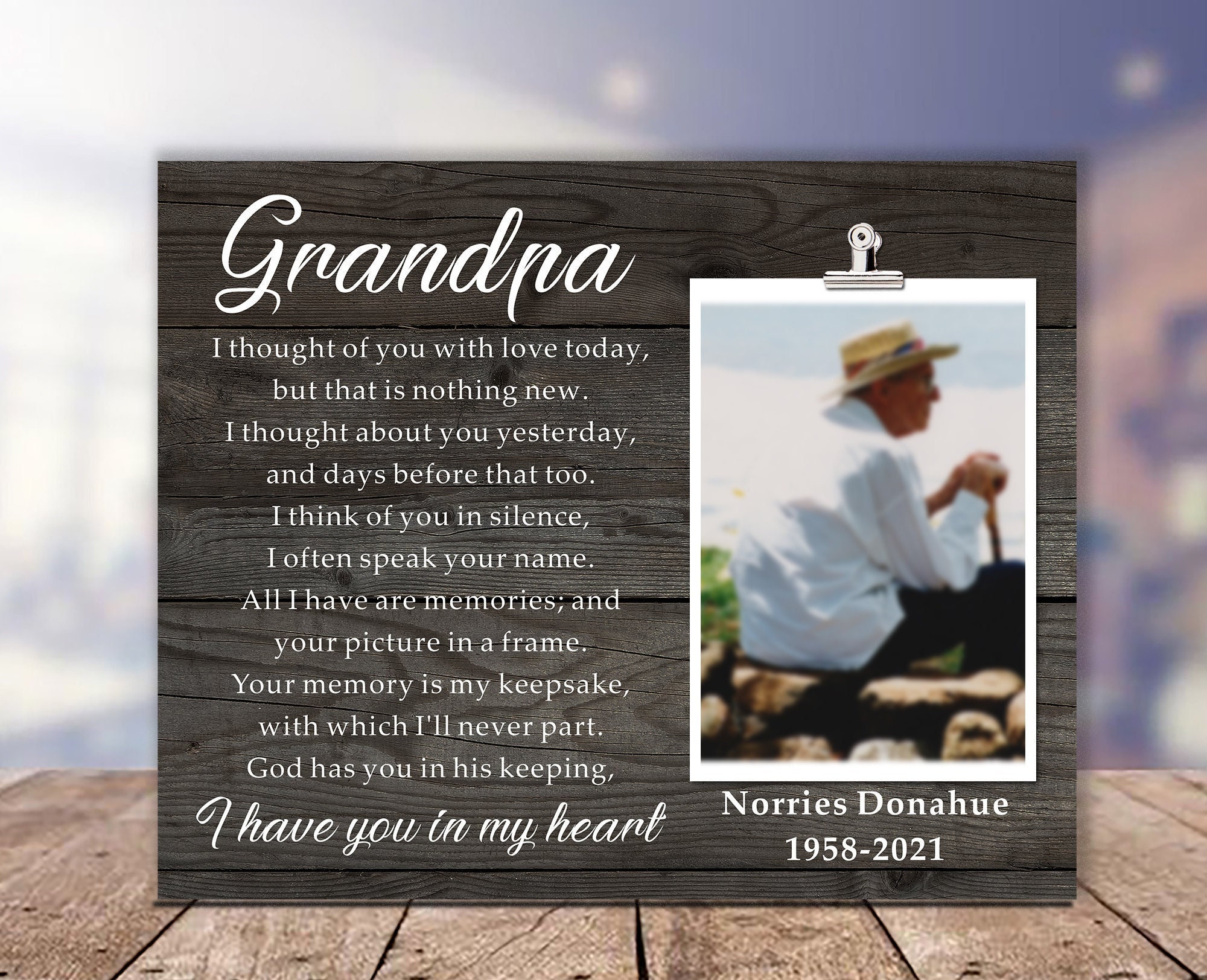 Grandpa Memorial Picture Frame Loss of Grandpa Memorial Etsy