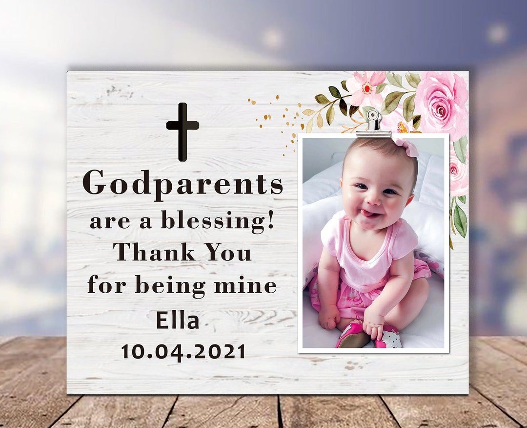 Personalized Godparent Picture Frame, Godparents Gift, Gift for