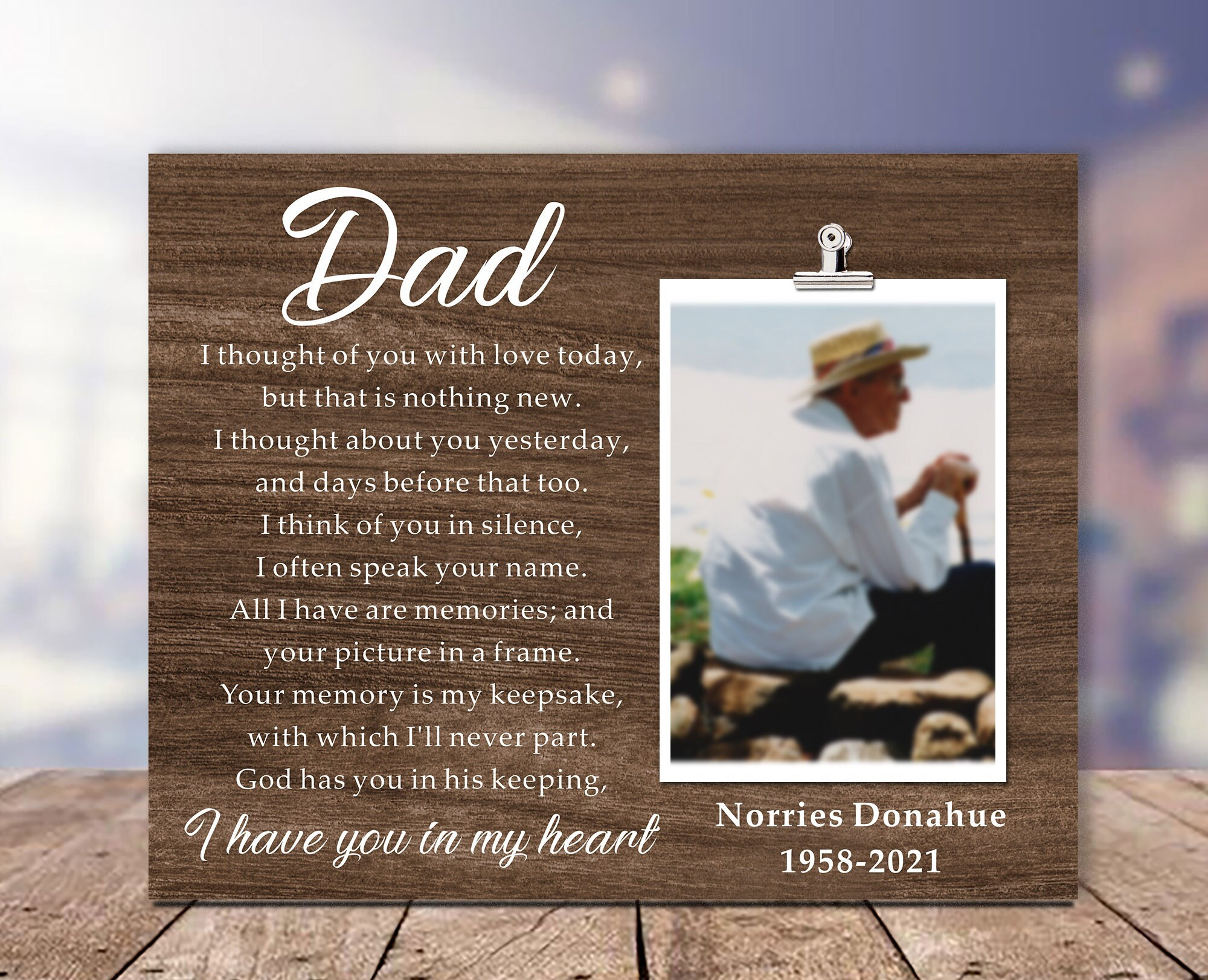 Dad Memorial Picture Frame Loss of Dad Gift Sympathy Gift Etsy