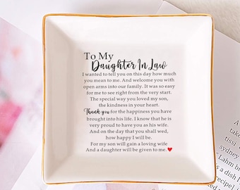 Daughter-In-Law Gift Jewelry Dish: Wedding Gift from Mother-In Law, Future Daughter In Law Gift, Welcoming Daughter In Law Gift