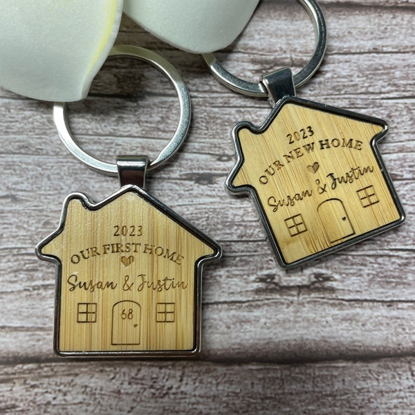 Our First Home Keyring- Couples First Home Keyring Set, New Home Keyrings, New House Gift, Personalized Home Key Chain