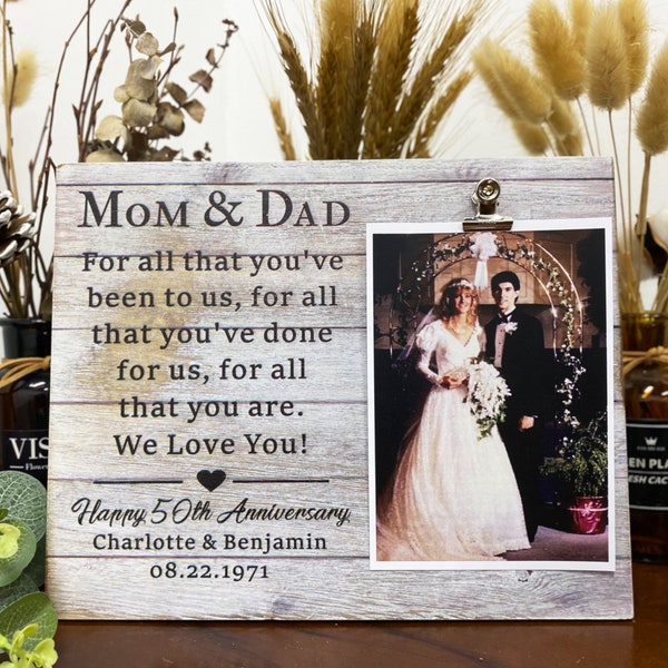Anniversary Gift for Parents, Personalized Picture Frame, 50th Anniversary Gift, Gift for Parents Golden Anniversary, Gift for Mom and Dad