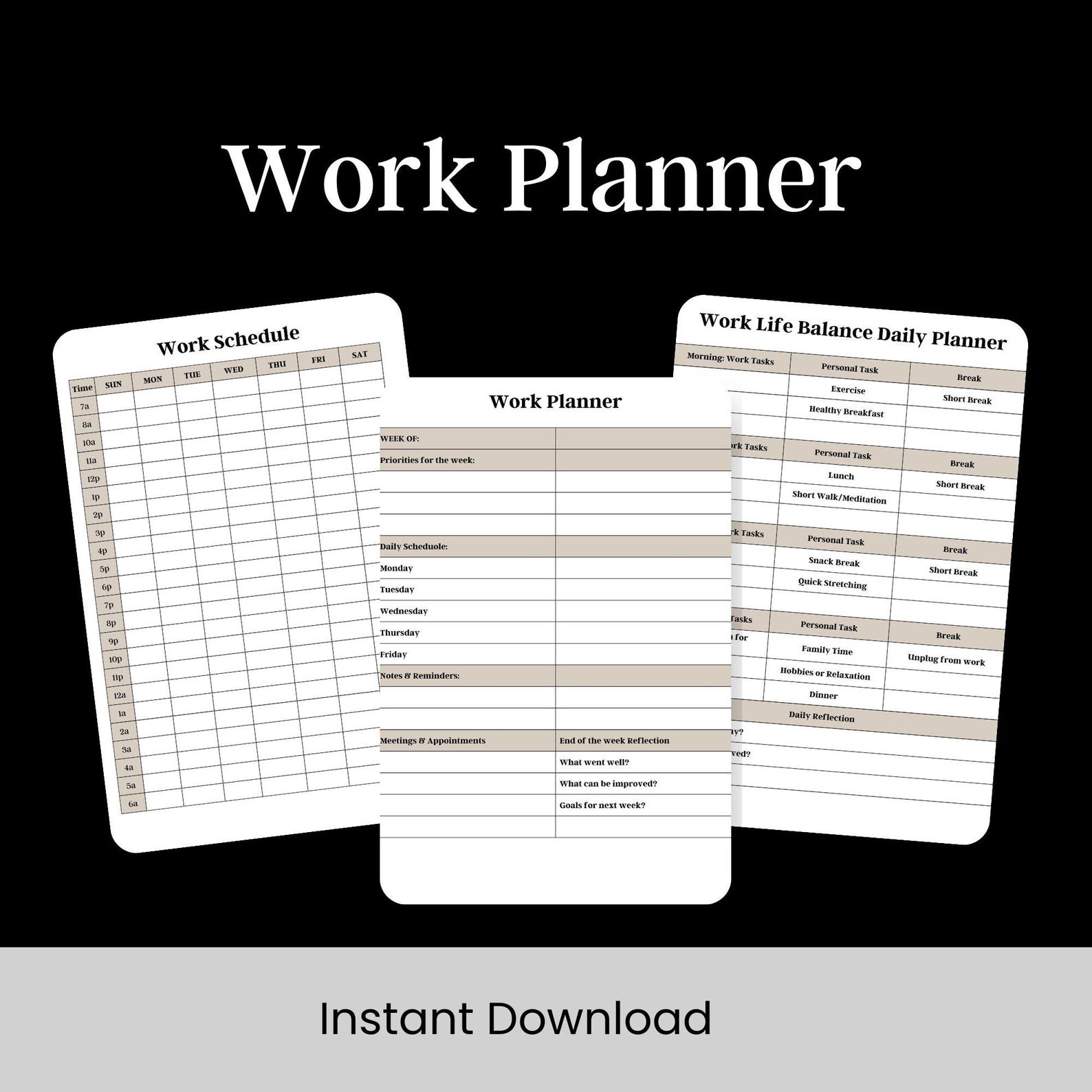 Work-life Balance Planner | Printable & Digital Template - Etsy
