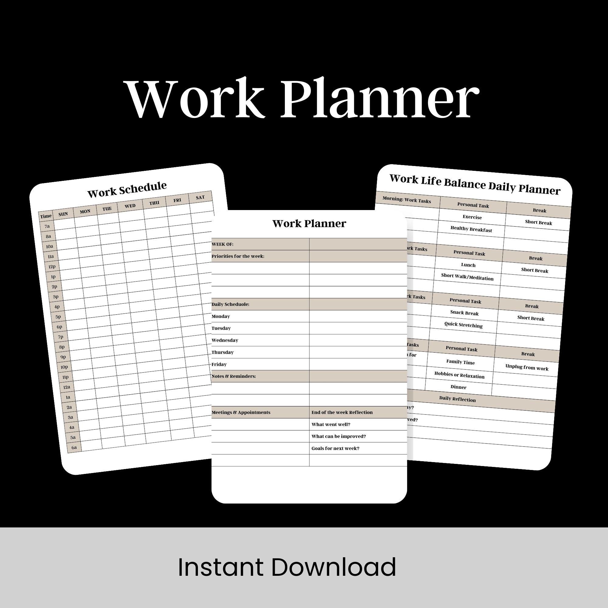 Work-life Balance Planner | Printable & Digital Template - Etsy