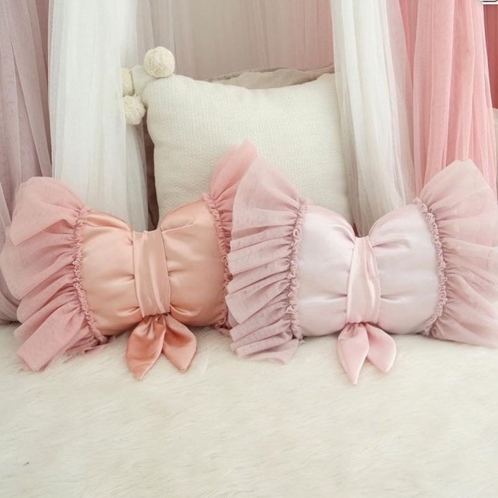 Bow Cushion Light Pink Etsy UK