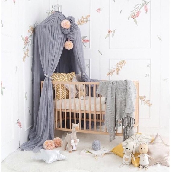 Grey top crib canopy