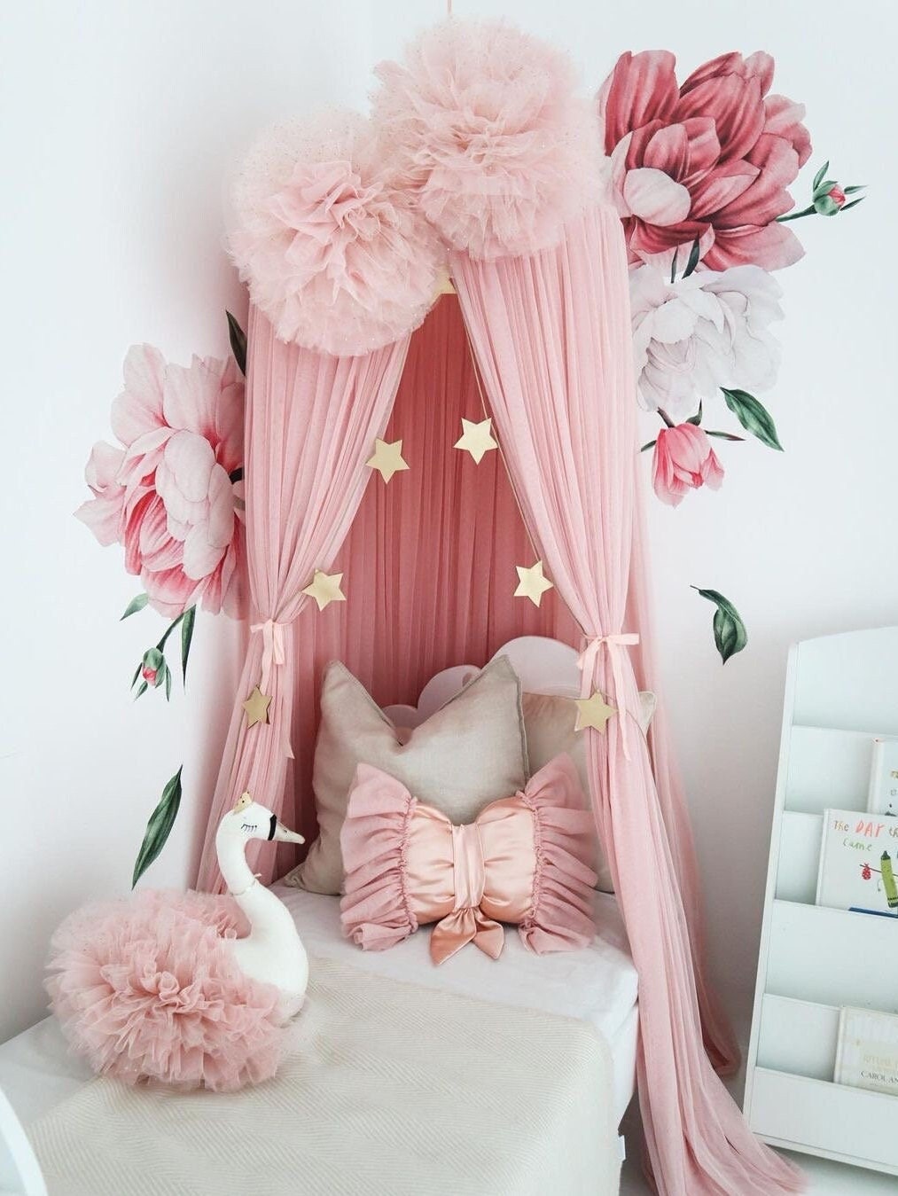 Baby pink 2025 bed canopy